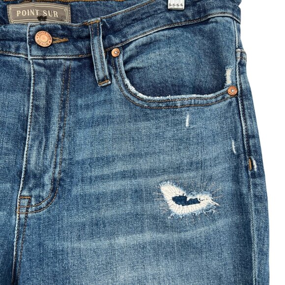 Point Sur Cropped Distressed High Rise Denim Jeans Size 30 - Picture 3 of 13